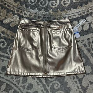tinseltown mini skirt Women XL Gold New Zip 15” 100% Polyurethane 100% Polyester